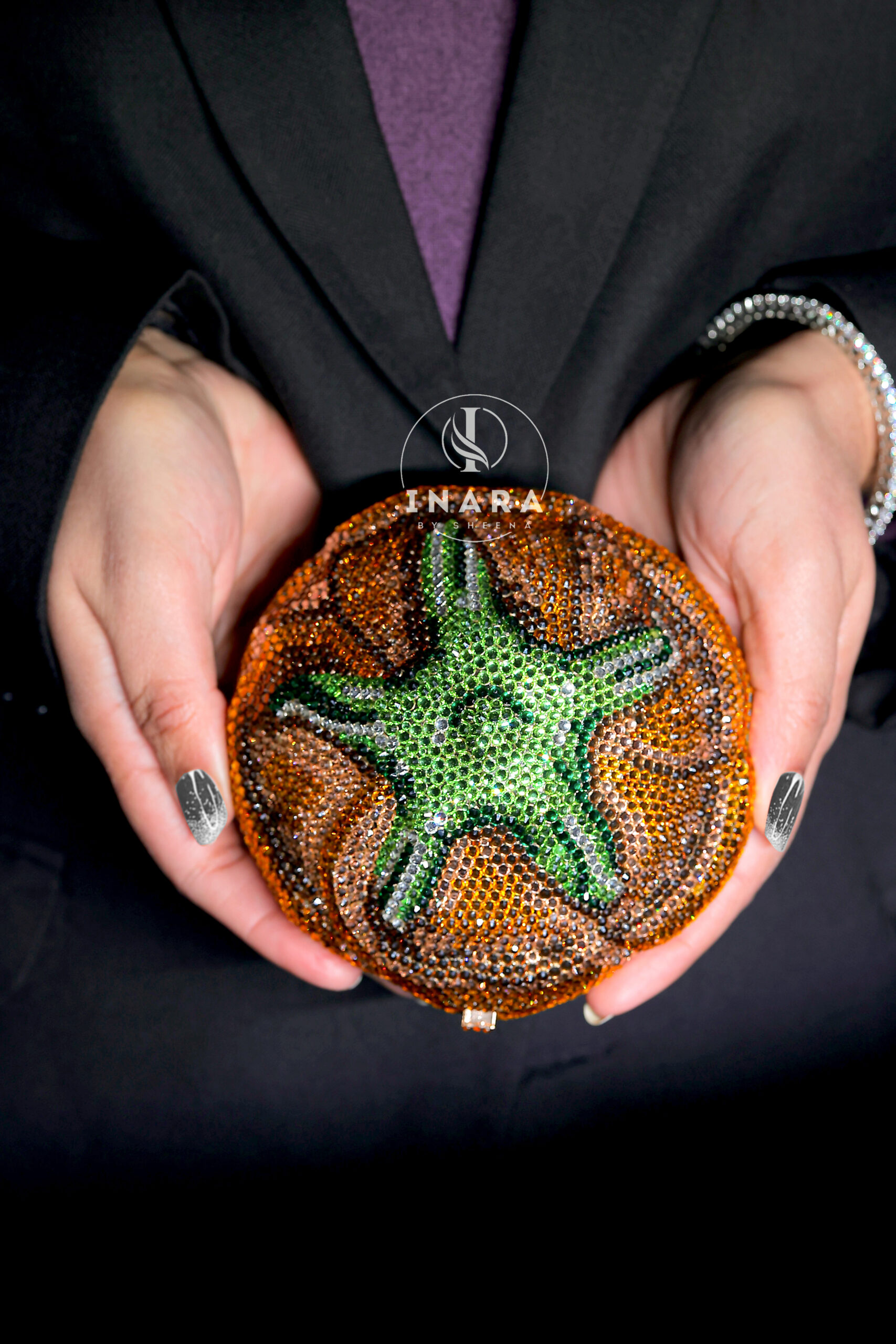 Premium Swarovski golden Rose clutch - Image 3