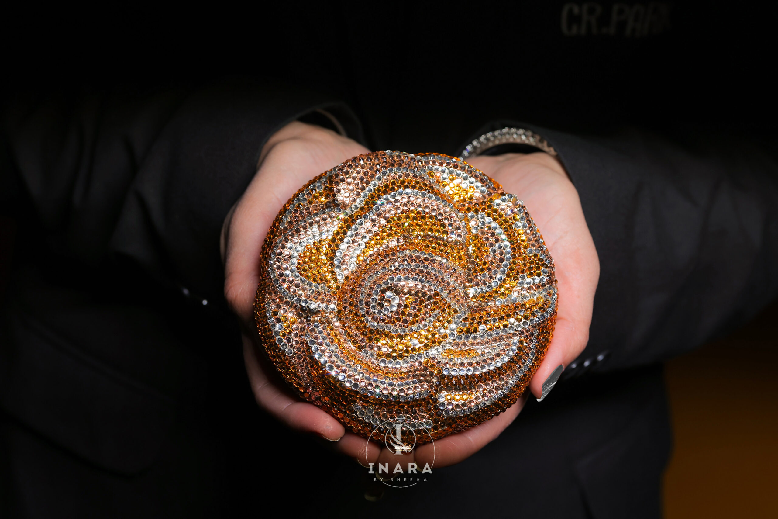 Premium Swarovski golden Rose clutch - Image 2