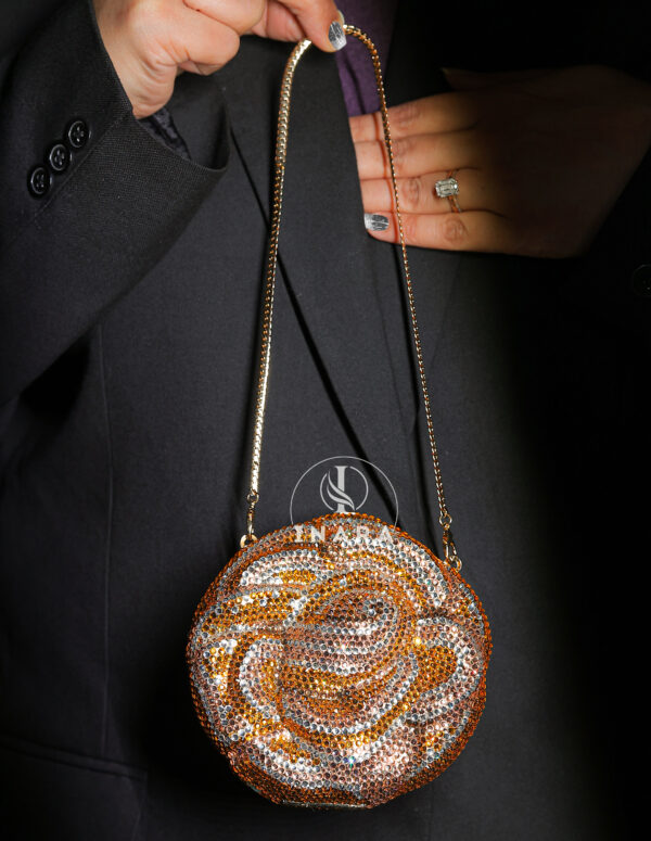Premium Swarovski golden Rose clutch