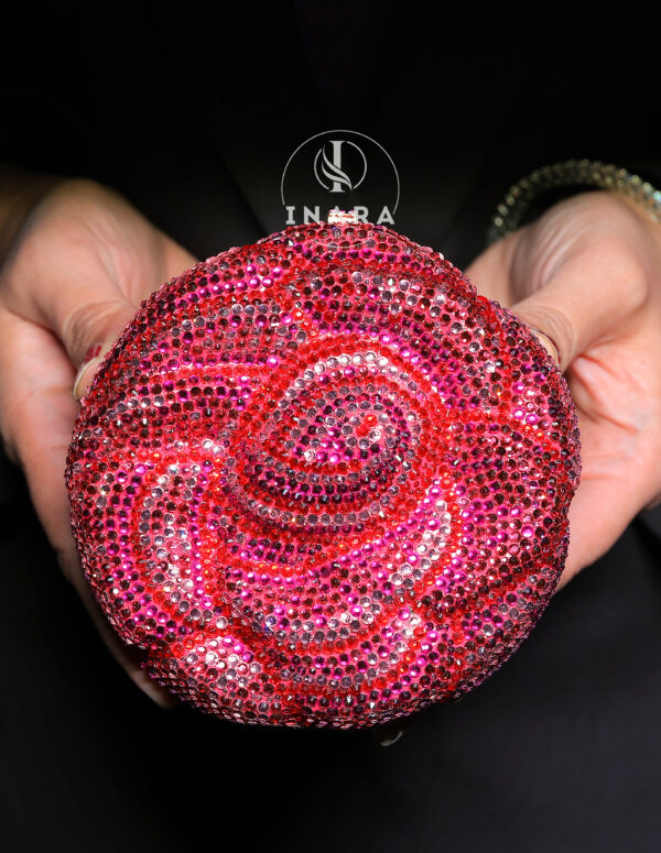 Premium Swarovski pink Rose clutch