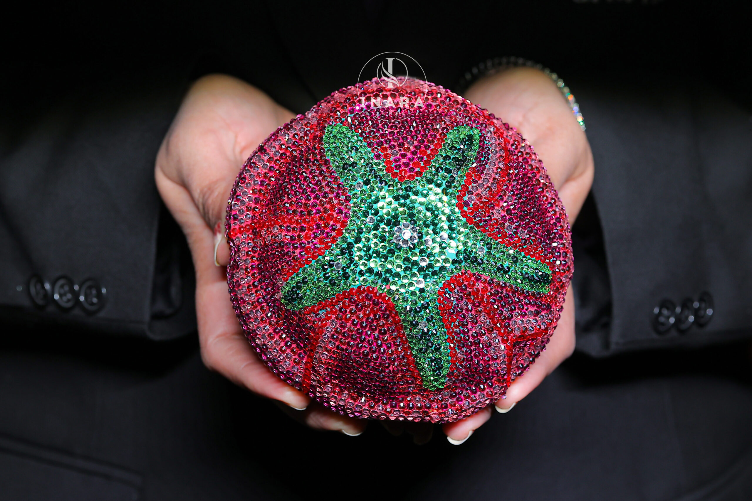 Premium Swarovski pink Rose clutch - Image 3