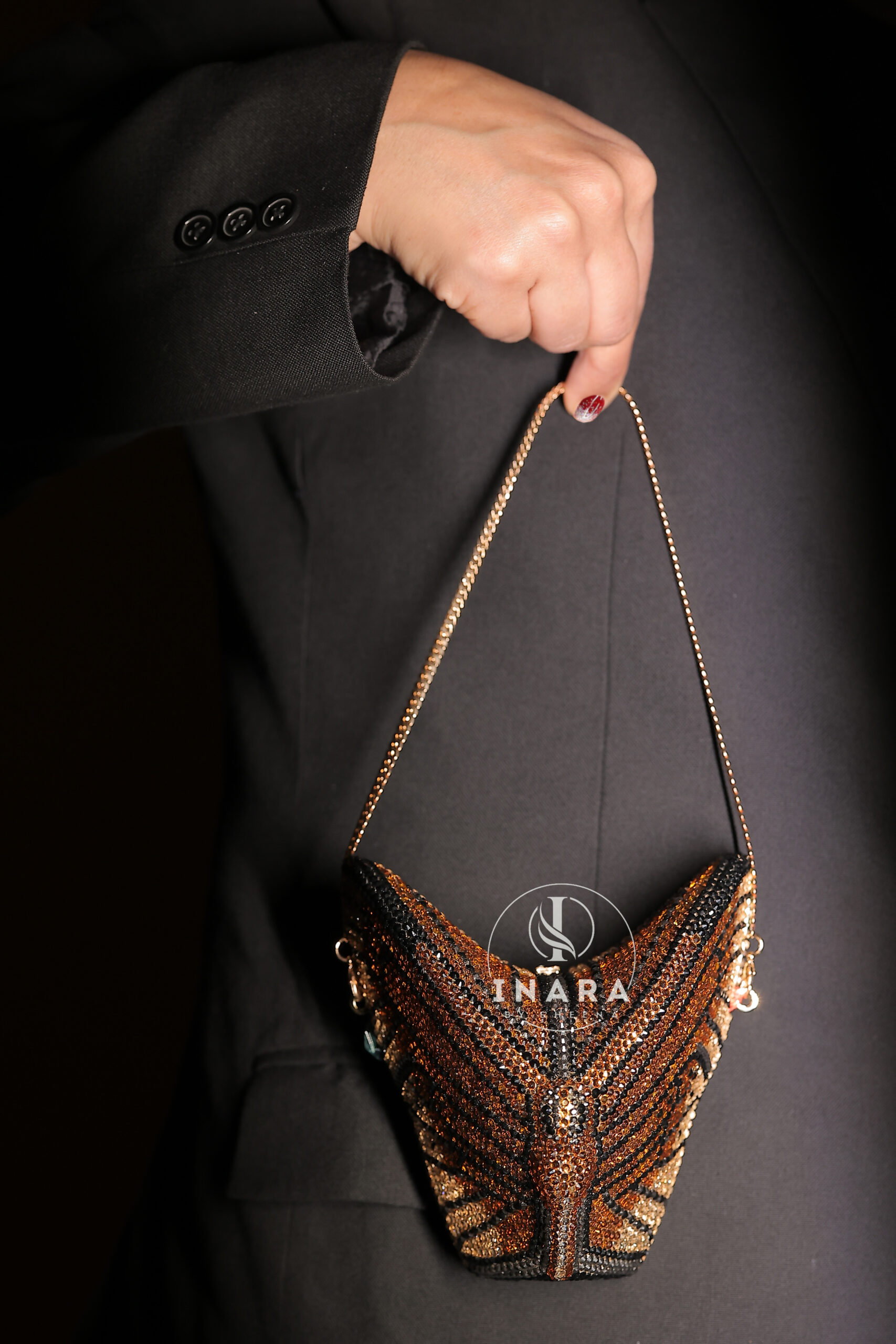 Premium Swarovski Morocco Golden Butterfly handset clutch