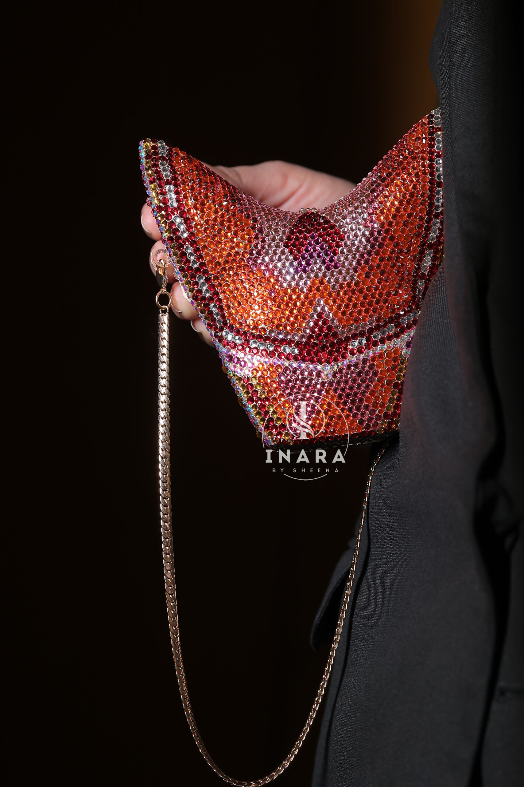 Premium Swarovski Morocco Red Multicolored Butterfly handset clutch - Image 3