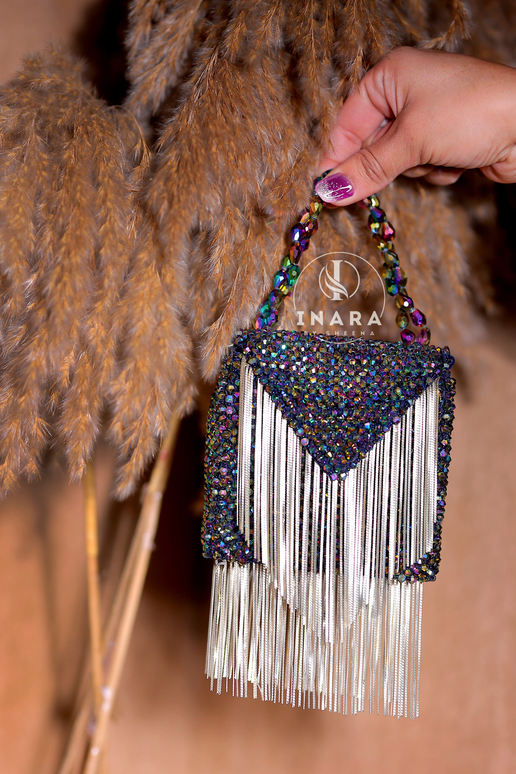 Rosa Multi beaded clutch