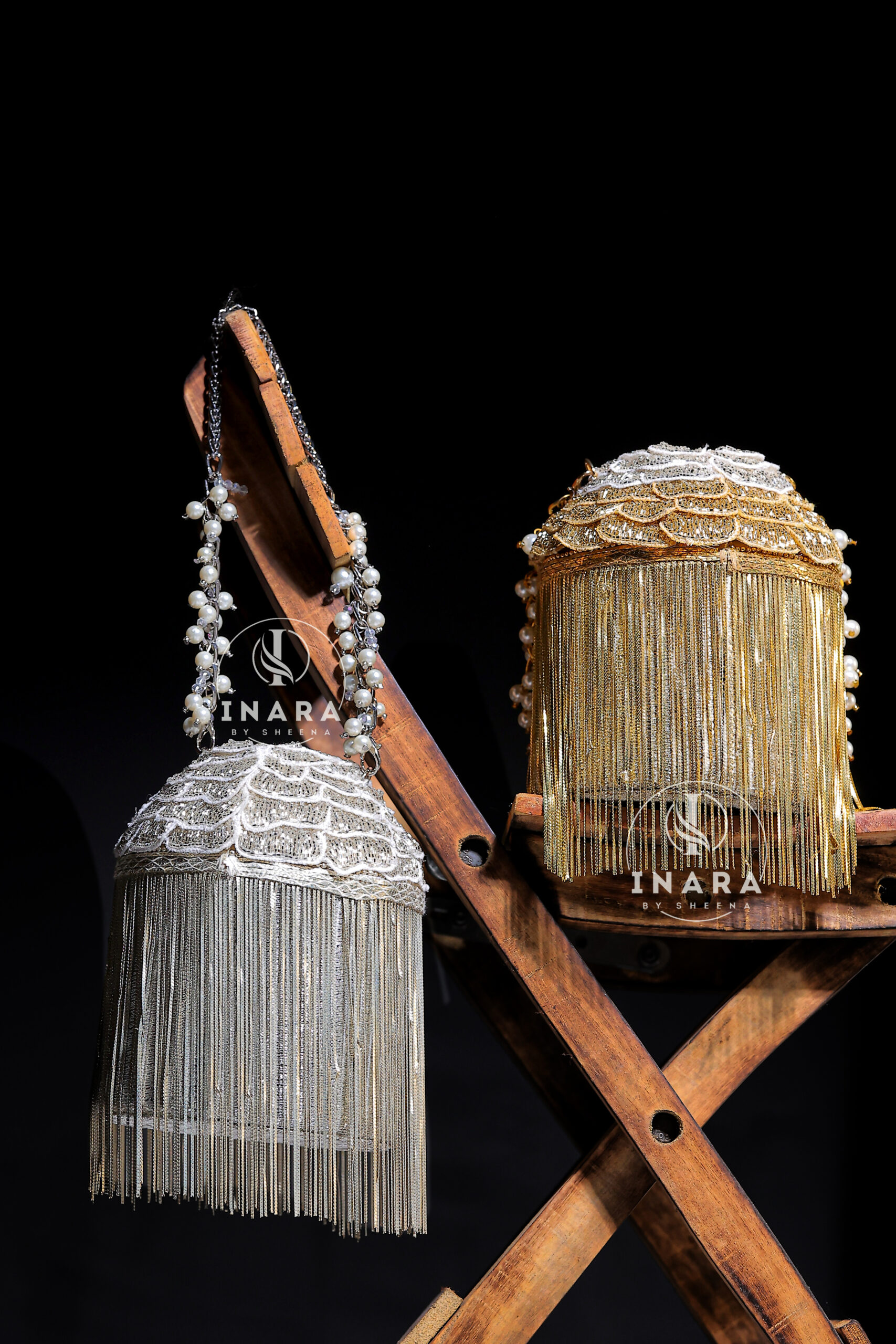 Aidah Golden & Silver Crystal Fringe Clutches - Image 5