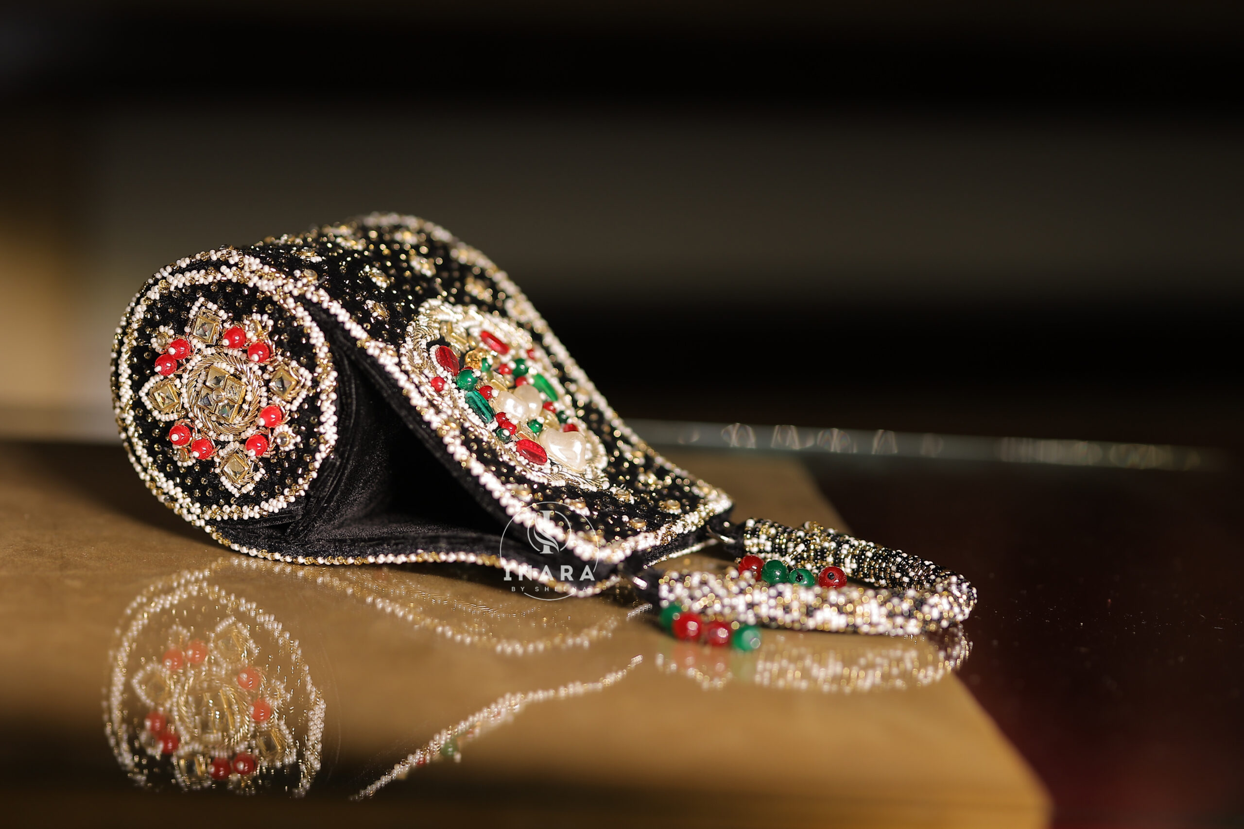 Jannah Black & Gold Heritage Jewel Clutch - Image 2