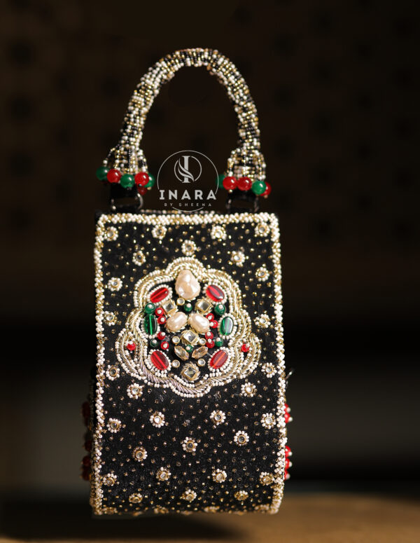 Jannah Black & Gold Heritage Jewel Clutch