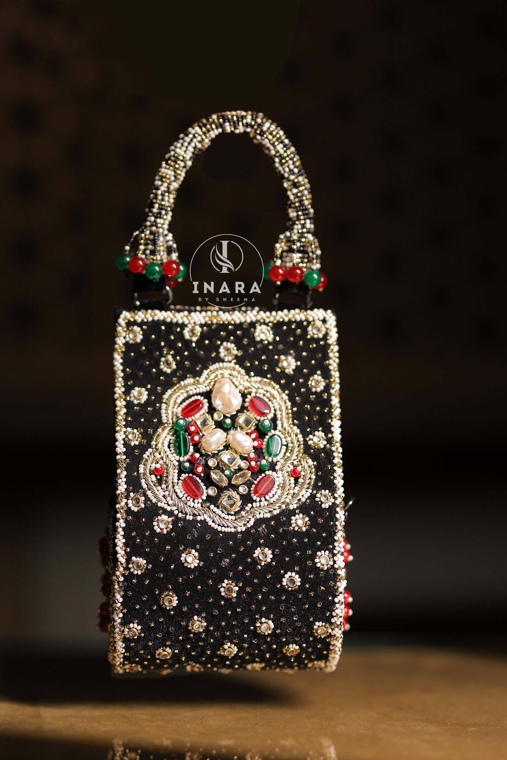Jannah Black & Gold Heritage Jewel Clutch