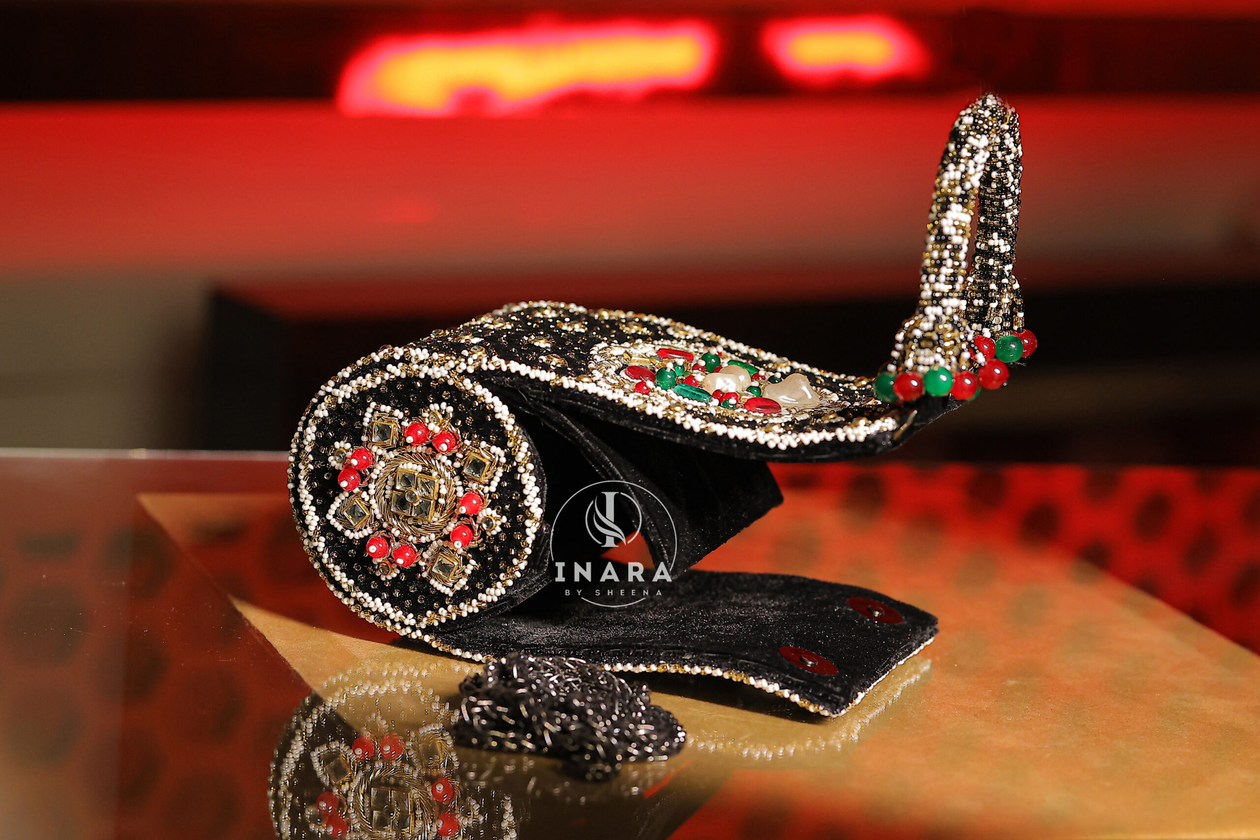 Jannah Black & Gold Heritage Jewel Clutch - Image 5