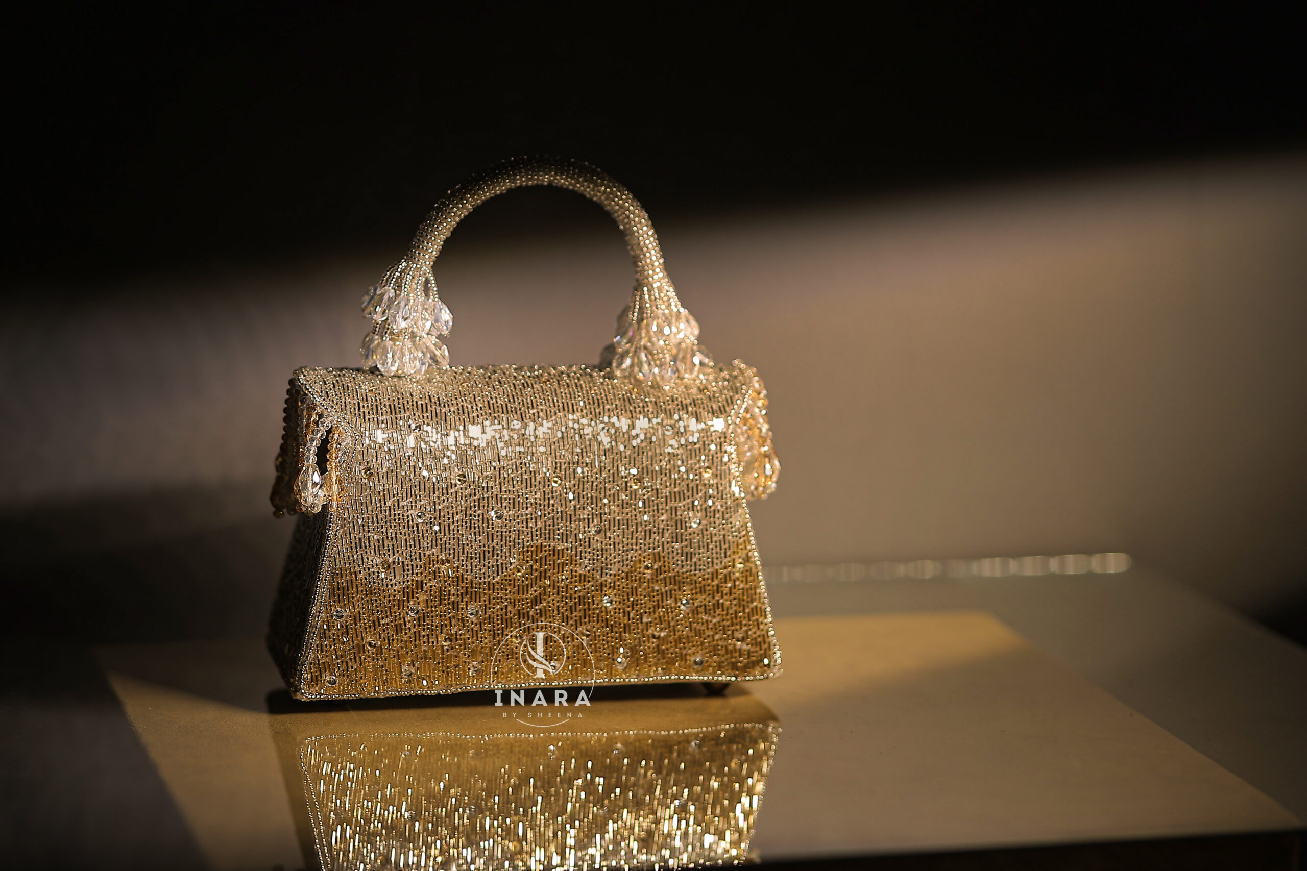 Noura Golden & Silver Embellished Statement Clutch - Image 5