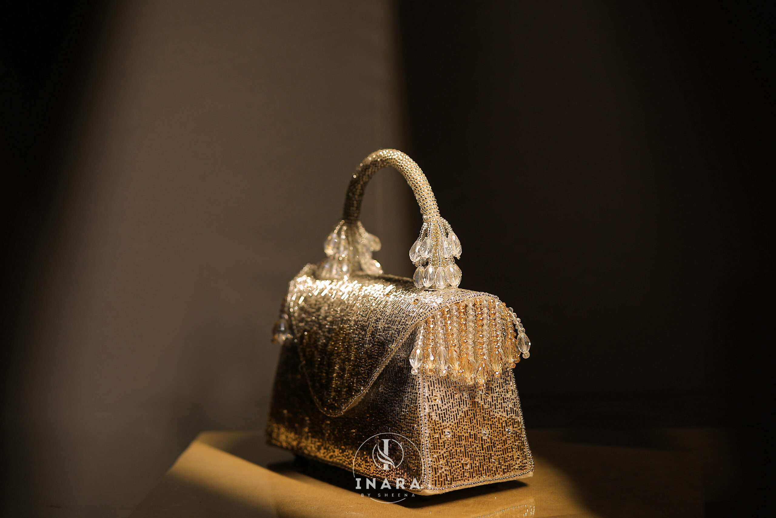 Noura Golden & Silver Embellished Statement Clutch - Image 3