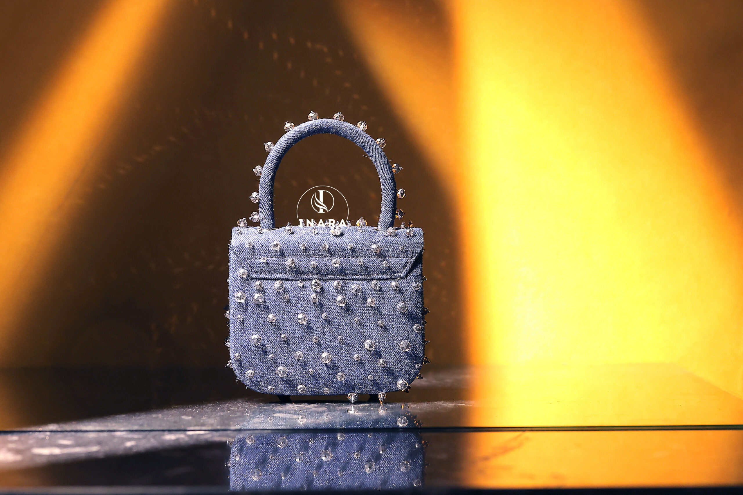 Layla Denim & Silver Beaded Box Bag - Image 2