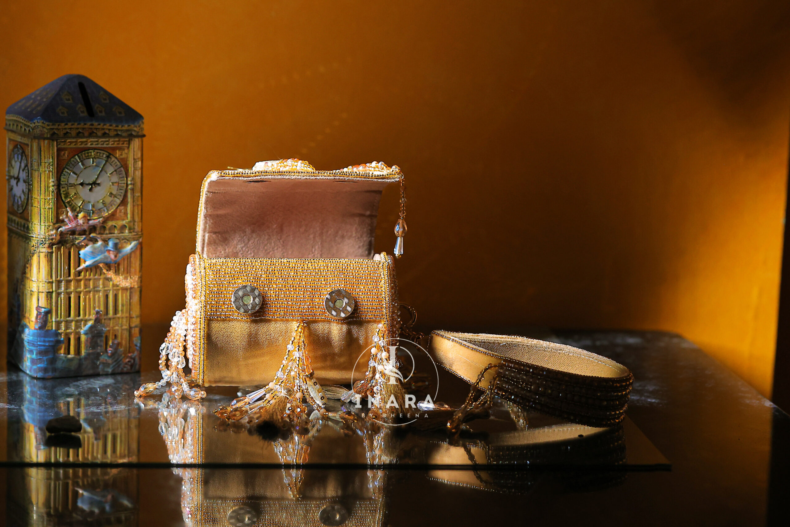 Aziza Gold & Jewel Tassel Mini bag - Image 4