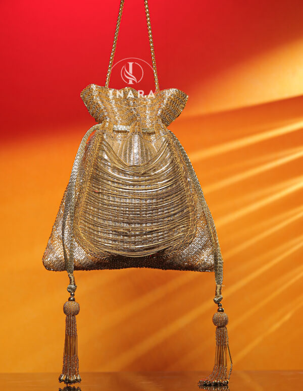 Maheen Golden & Silver Draped Luxe Potli