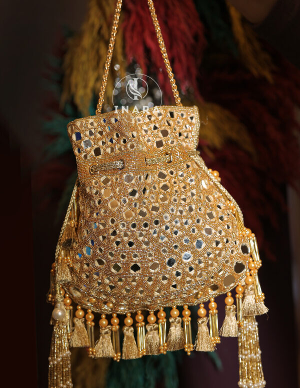Regal Gold Mirror-Work Potli Bag