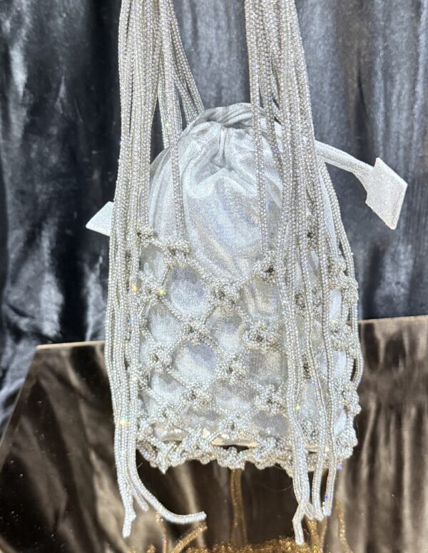 Silver Mesh Rhinestone Potli bag