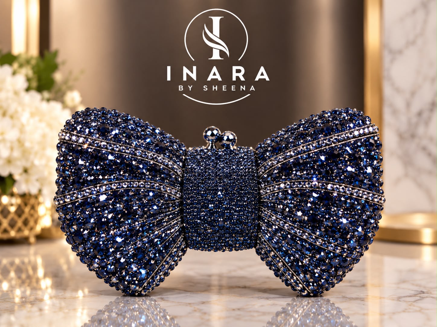 Black Bow Crystal Clutch