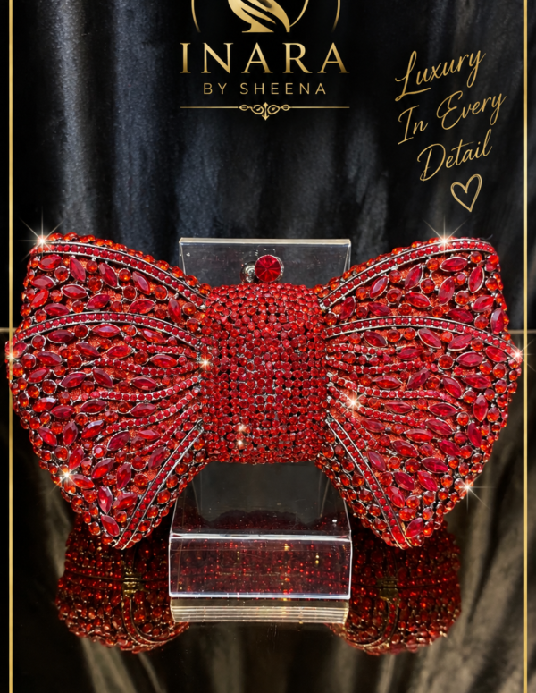 Red bow crystal clutch