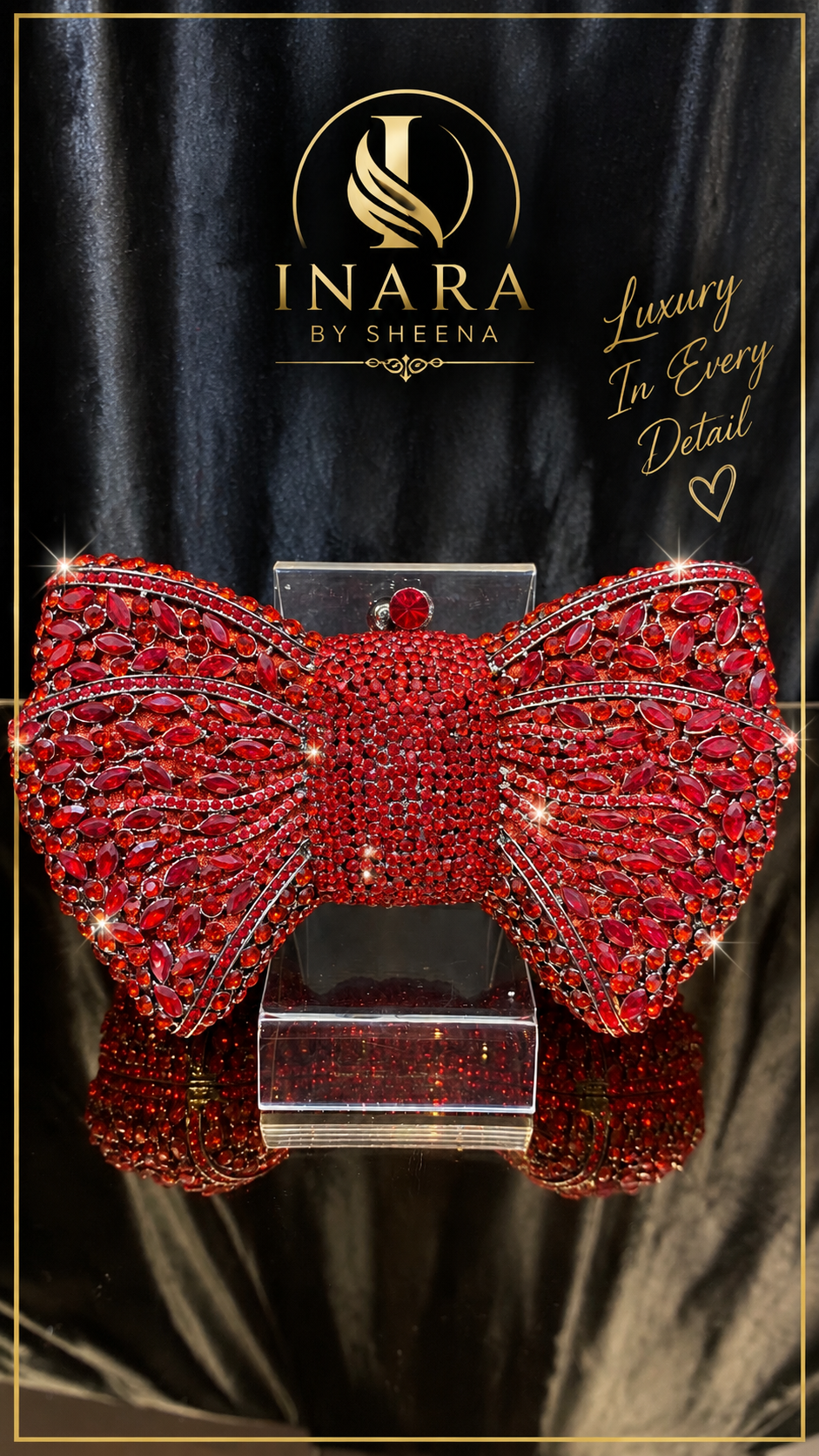 Red bow crystal clutch