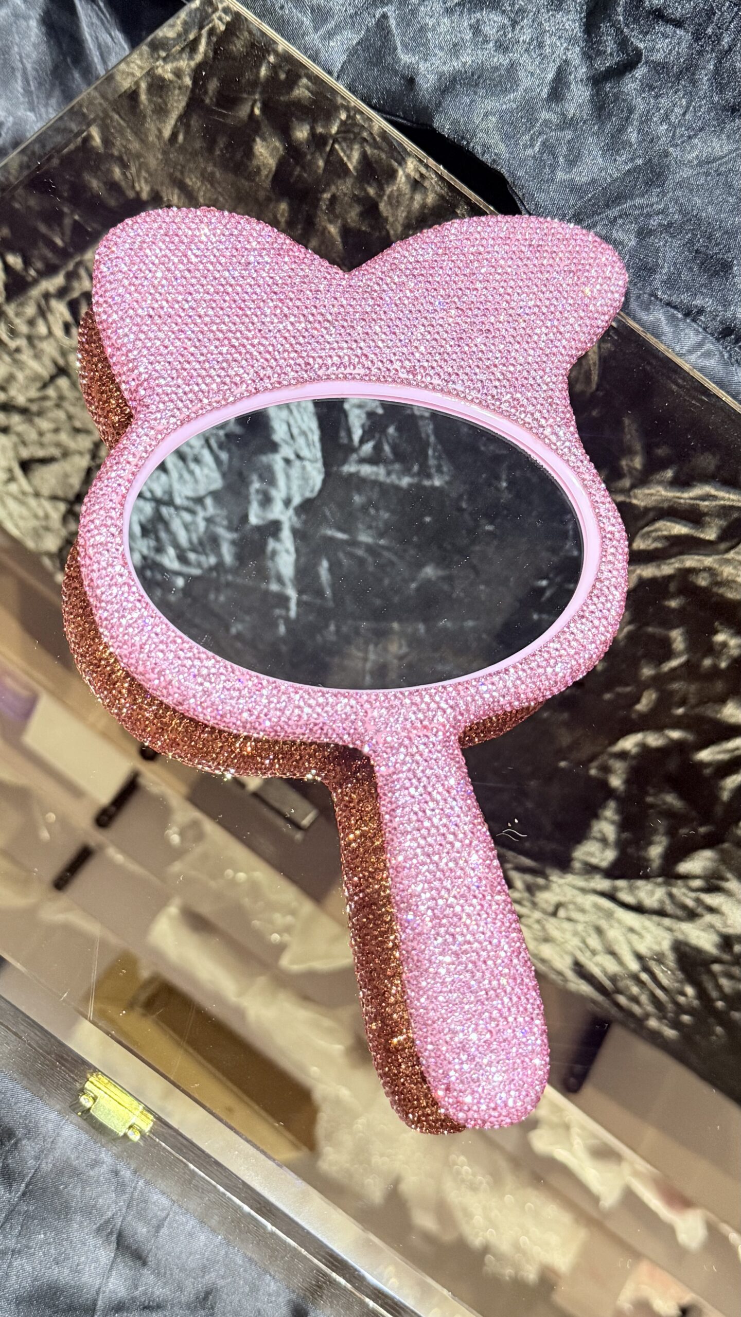 Silver & Pink Kitty Mirror - Image 2