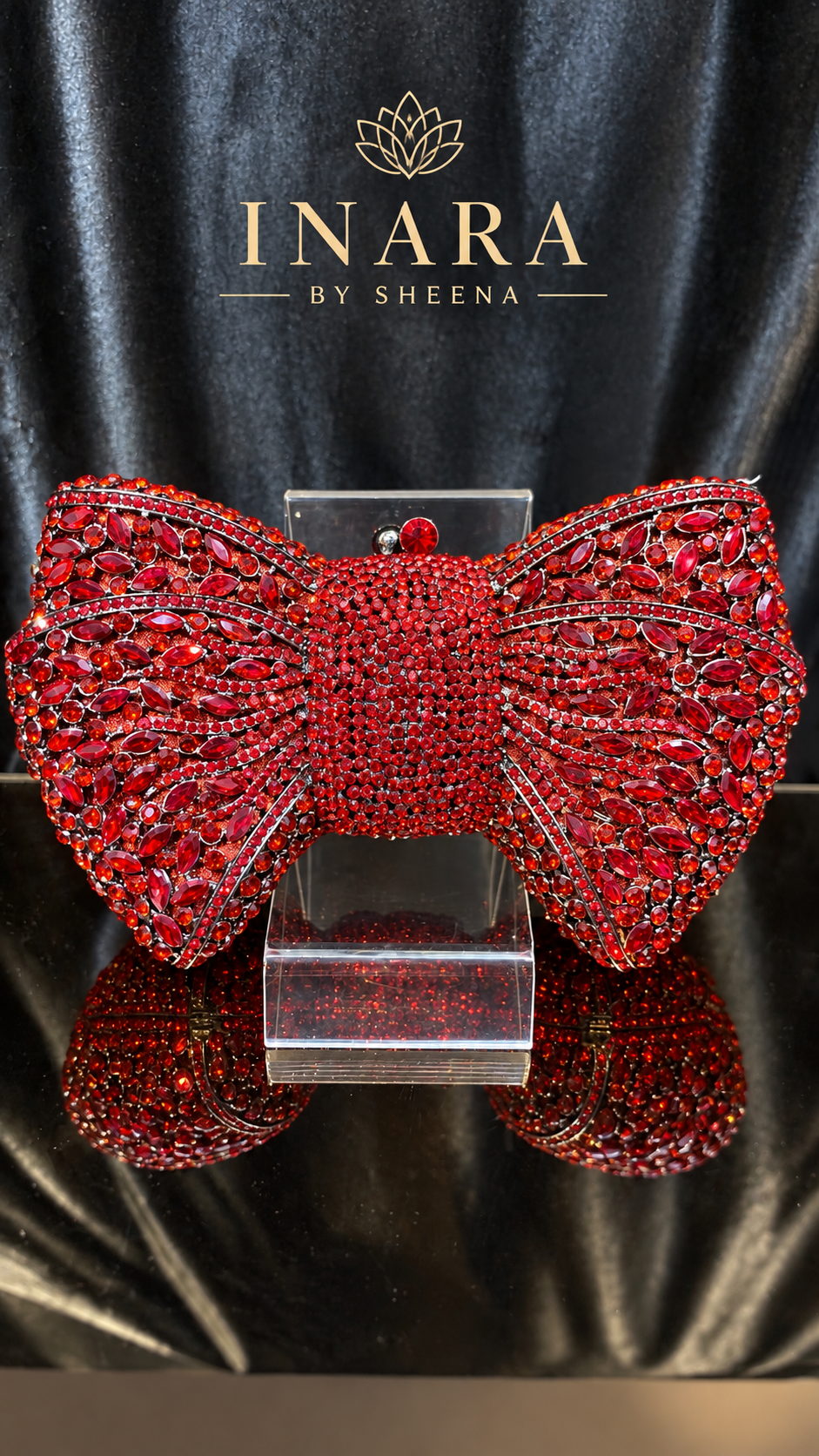 Red bow crystal clutch - Image 2