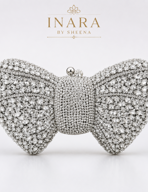 Silver Bow Crystal Clutch