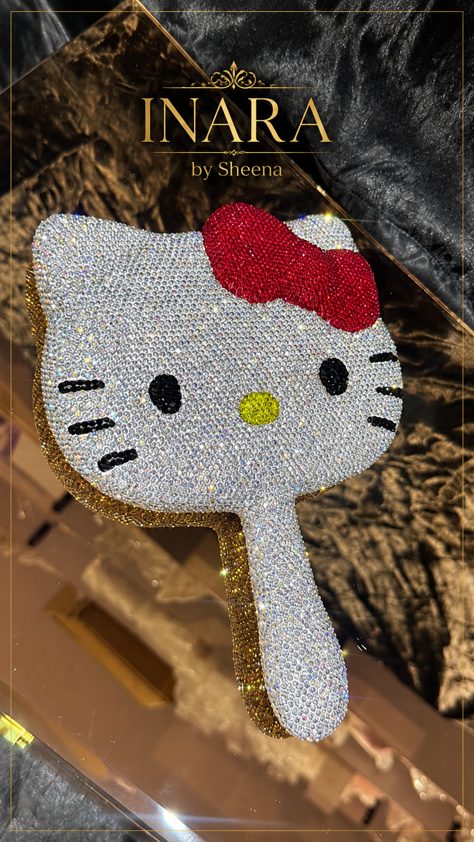 Silver & Pink Kitty Mirror - Image 4